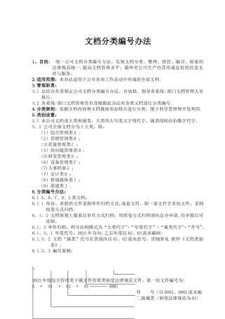 公司文档分类编号办法