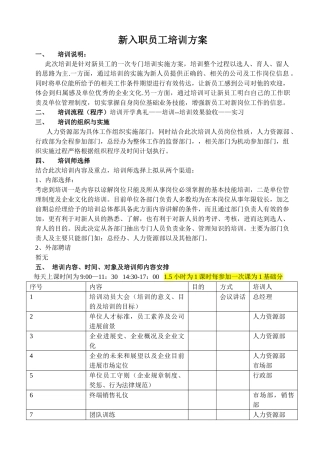 公司新员工培训方培训方案