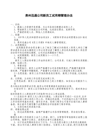 公司新员工试用期管理办法