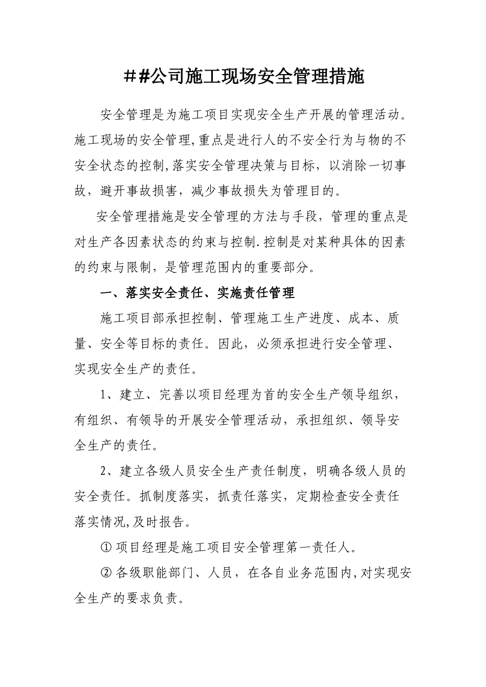 公司施工现场安全管理措施_第1页