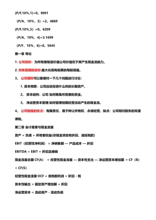 公司理财要点整理