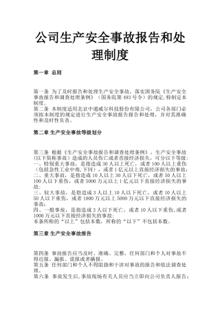 公司生产安全事故报告和处理制度