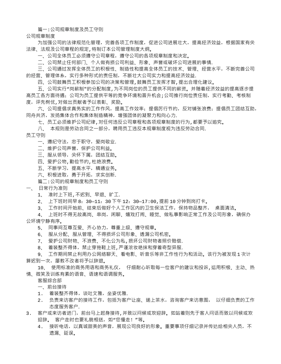 公司的规章制度守则_第1页