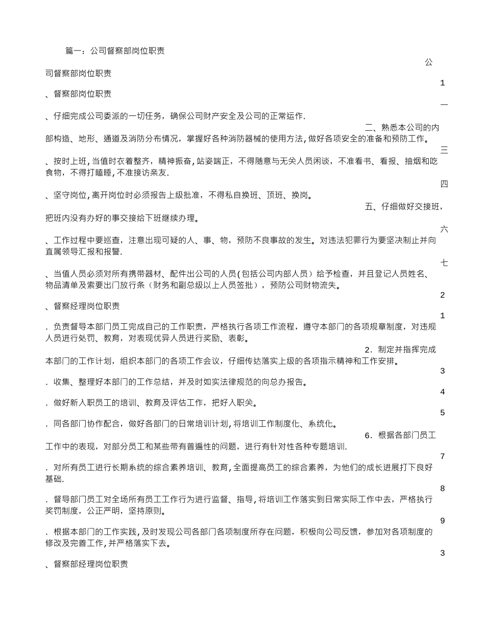 公司督察部岗位职责_第1页