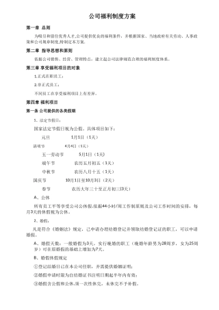 公司福利制度方案