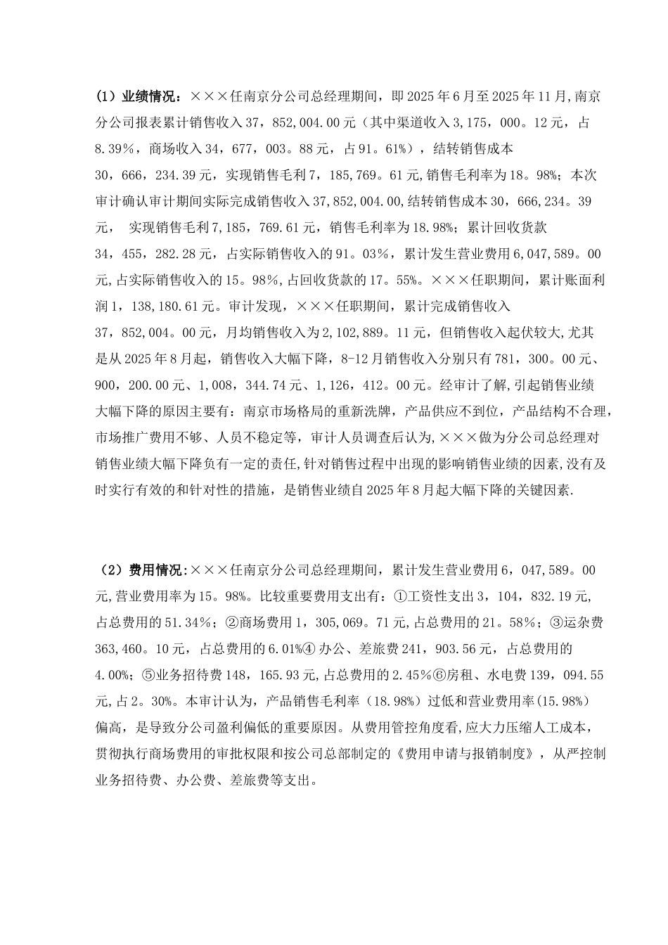 公司离任审计报告范文_第2页