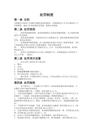 公司管理处罚制度