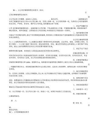 公司管理承诺书