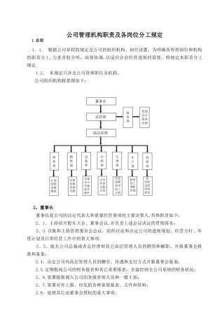 公司管理机构职责分工规定