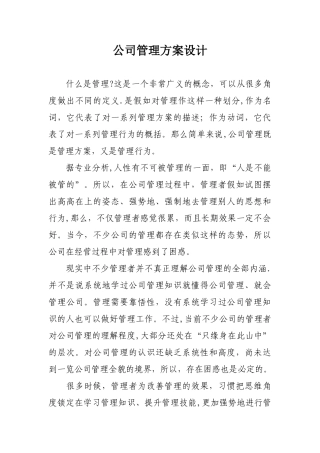 公司管理方案设计