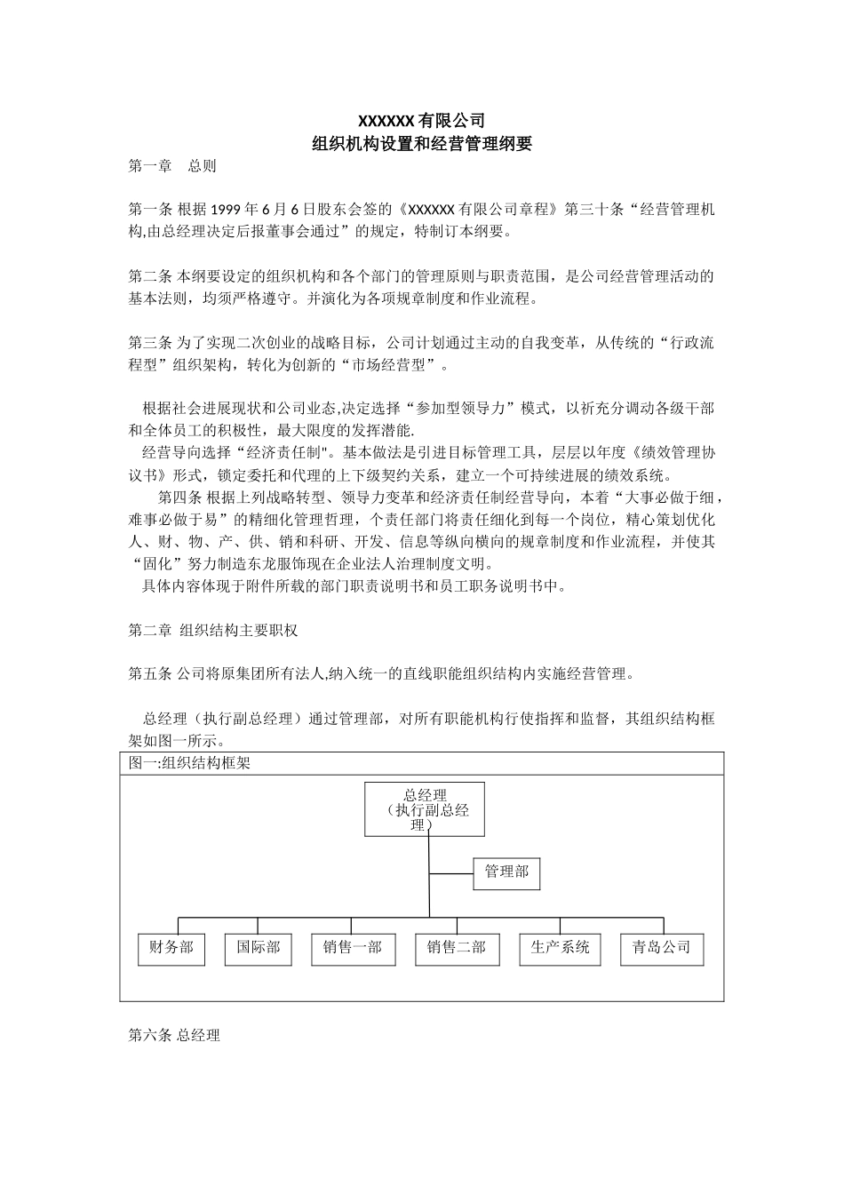 公司组织机构设置和经营管理纲要_第1页