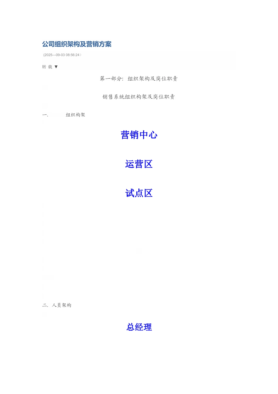 公司组织架构及营销方案_第1页