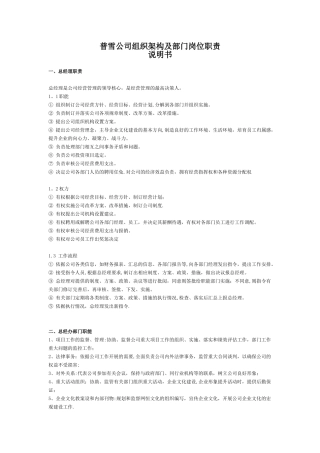 公司组织架构图及岗位职责说明书