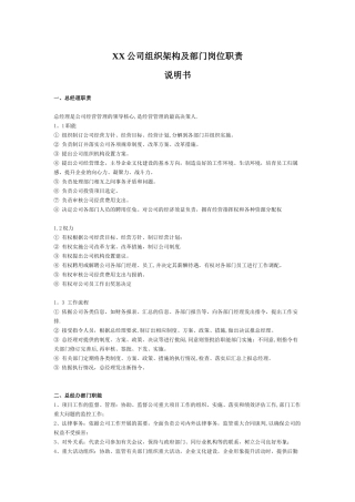 公司组织架构图及岗位职责说明书-