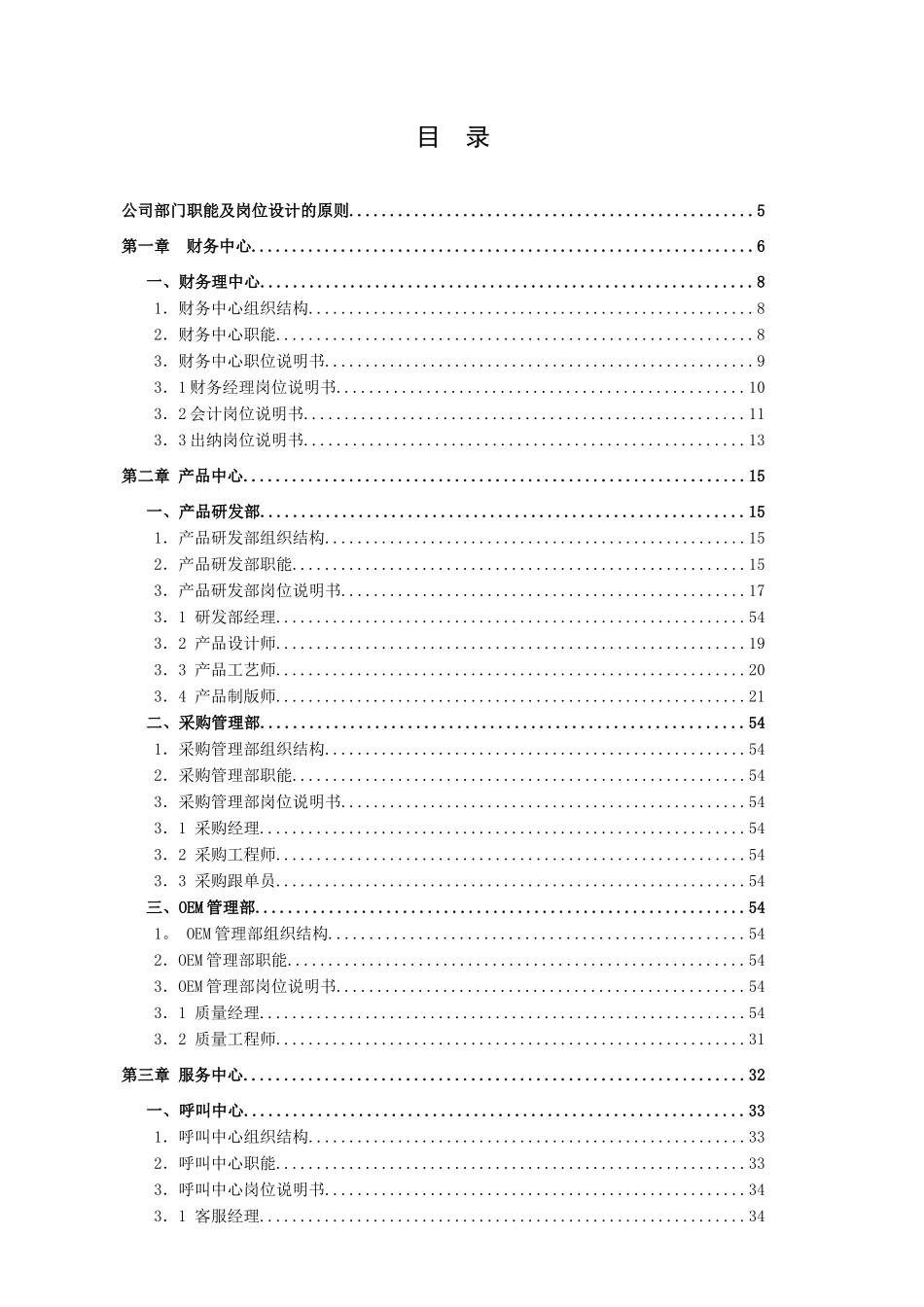 公司组织结构、部门职能及岗位说明书_第2页