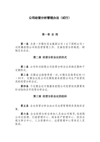 公司经营分析管理办法