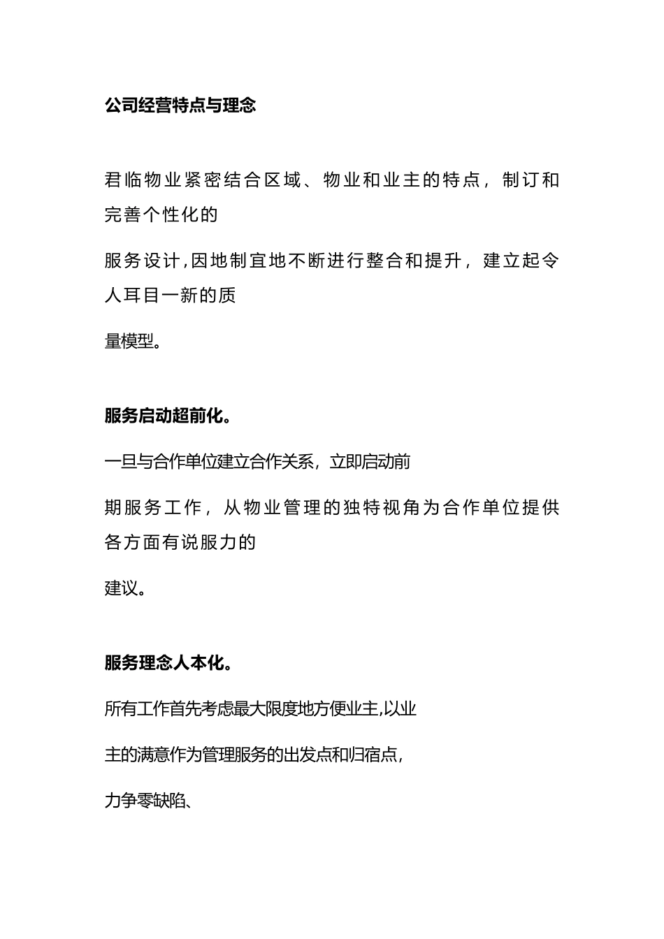 公司经营特点与理念_第1页