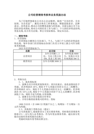公司经营绩效考核和业务奖励办法