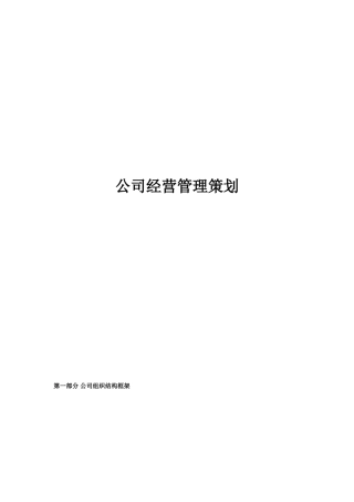 公司经营管理策划