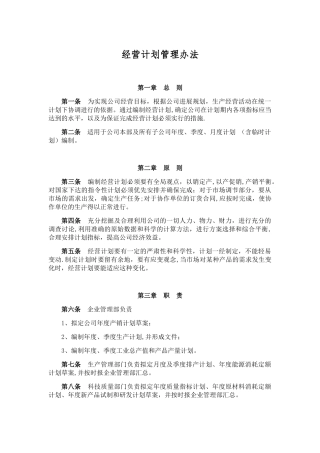 公司经营计划管理办法