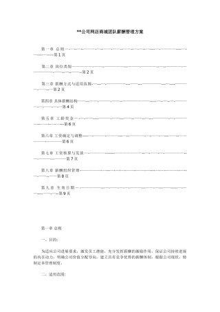 公司网店商城团队薪酬管理方案