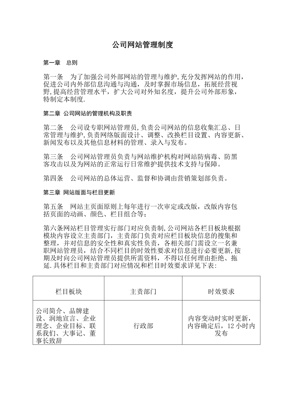 公司网站管理制度07708_第1页