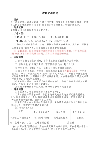 公司考勤制度范本57606