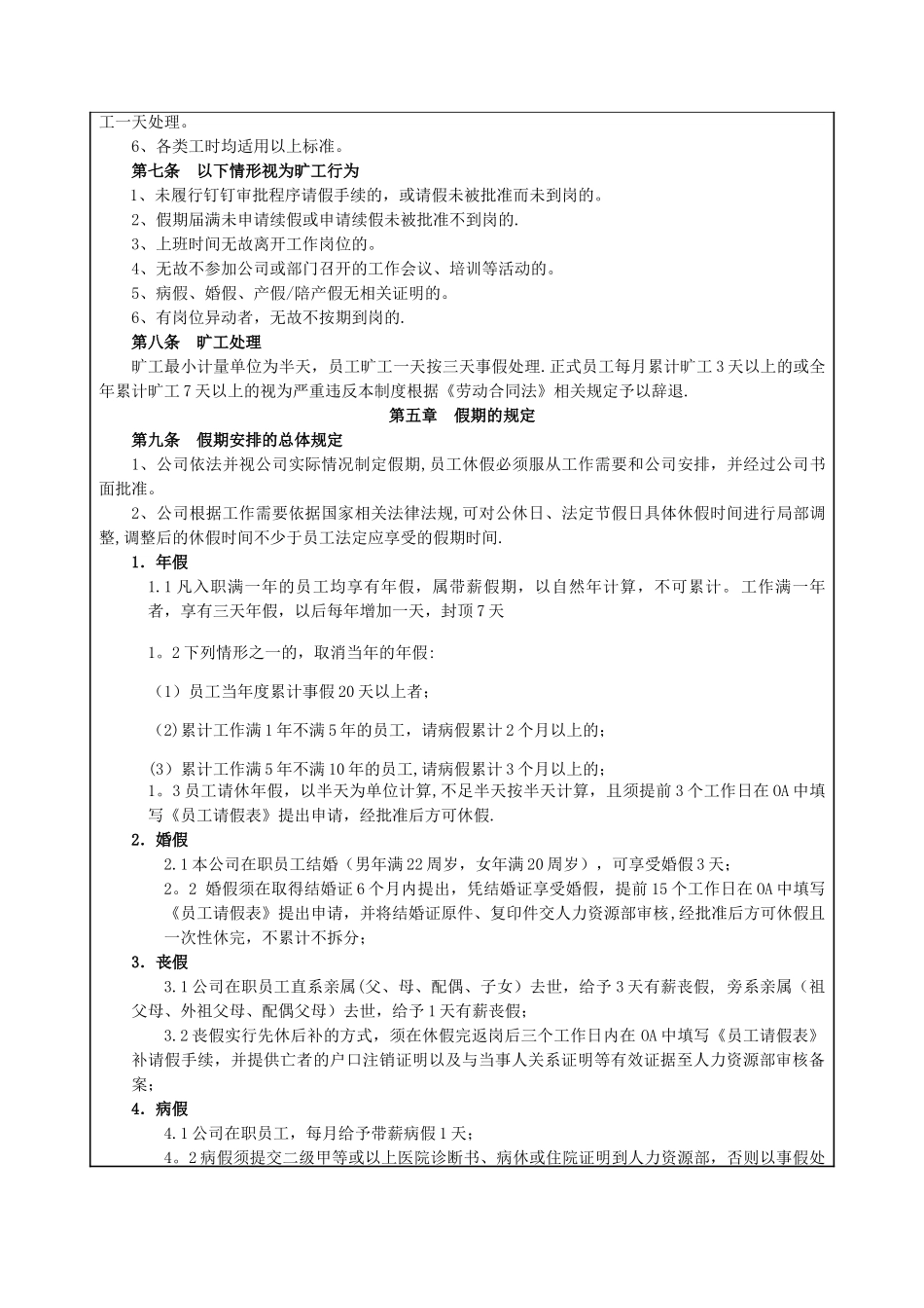 公司考勤福利制度_第2页