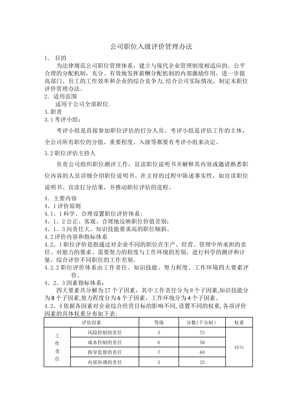 公司职位入级评价管理办法_第1页