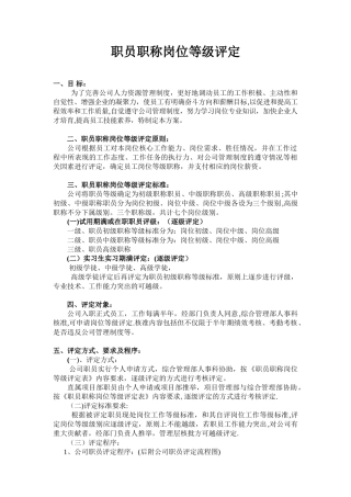公司职员岗位等级评定