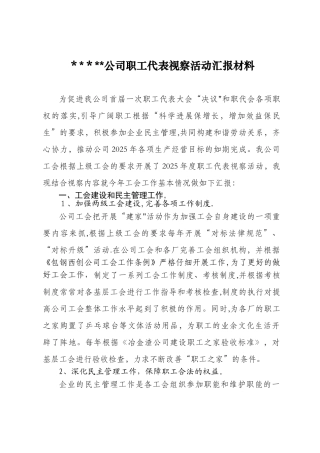 公司职工代表视察活动小结