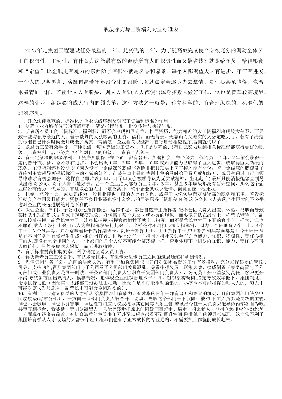 公司职级工资福利对应标准表2_第1页