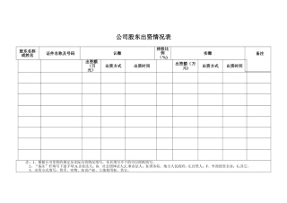 公司股东出资情况表