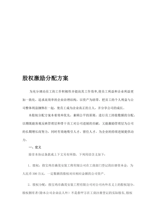 公司股权分配方案