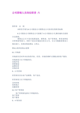 公司营销人员岗位职责-六