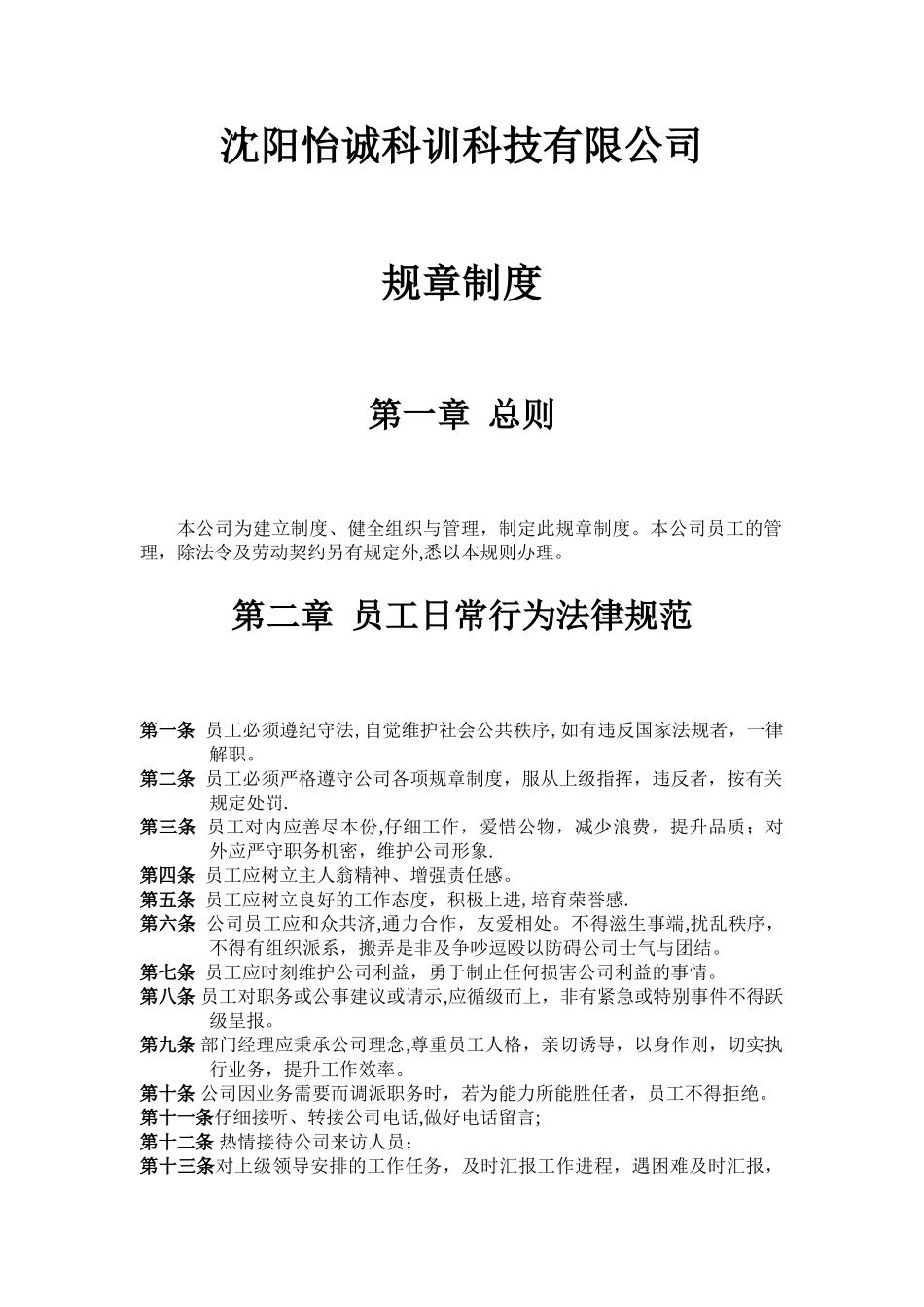 公司规章制度范本54986_第2页