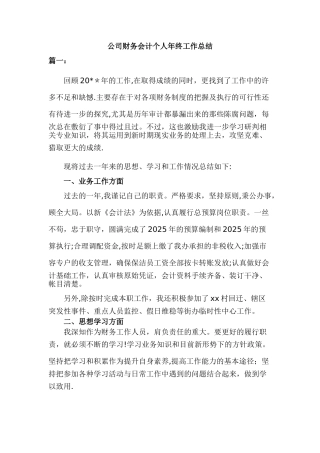 公司财务会计个人年终工作总结