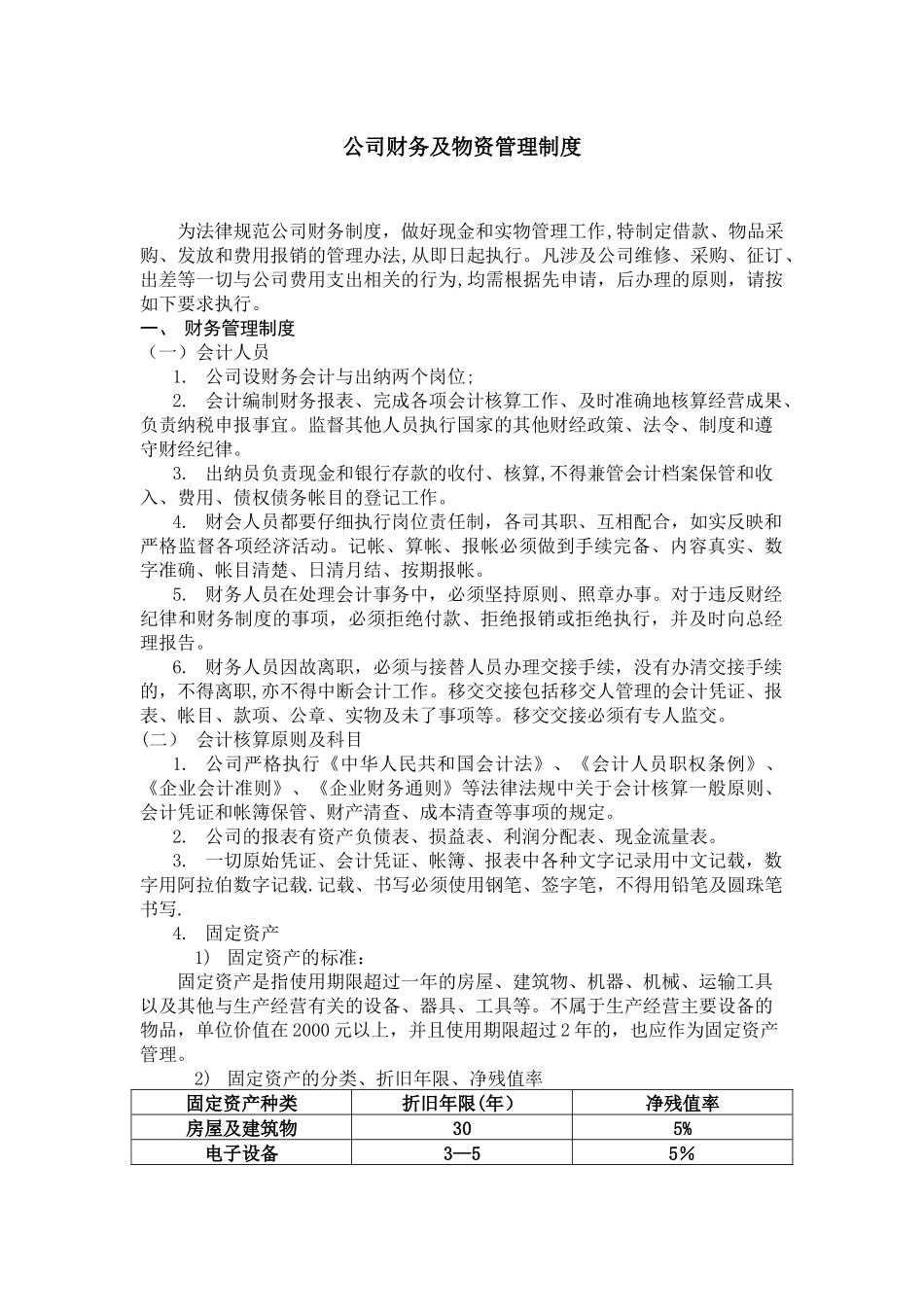 公司财务及物资管理制度_第1页