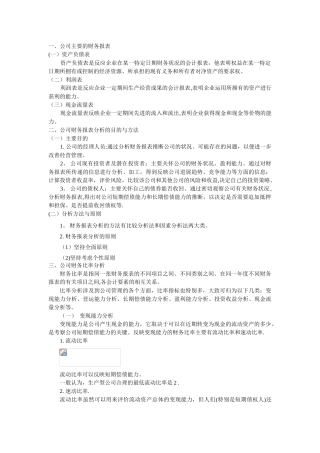 公司财务指标比率表