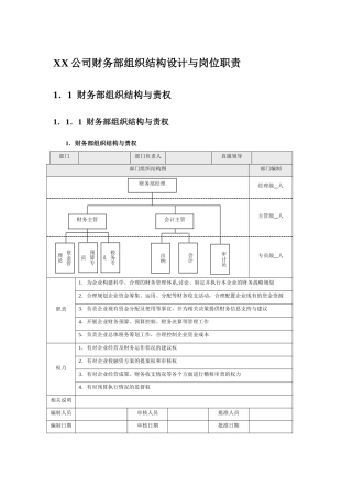 公司财务部组织结构设计与岗位职责