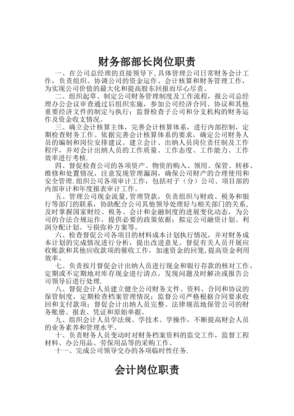 公司财务部职责与管理制度范文_第2页