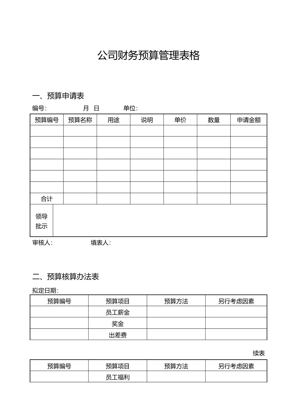 公司财务预算管理表格_第1页