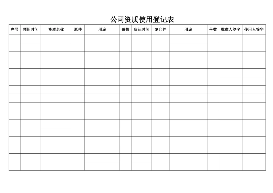 公司资质使用登记表_第1页