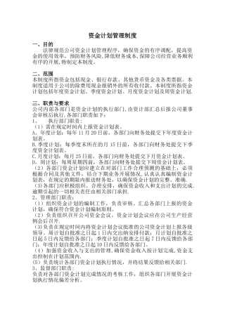 公司资金计划管理制度