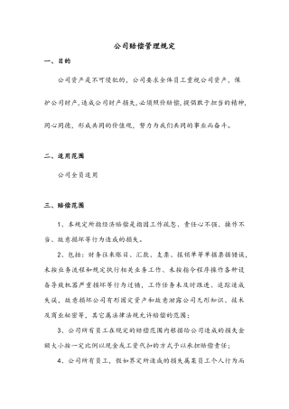 公司赔偿管理规定