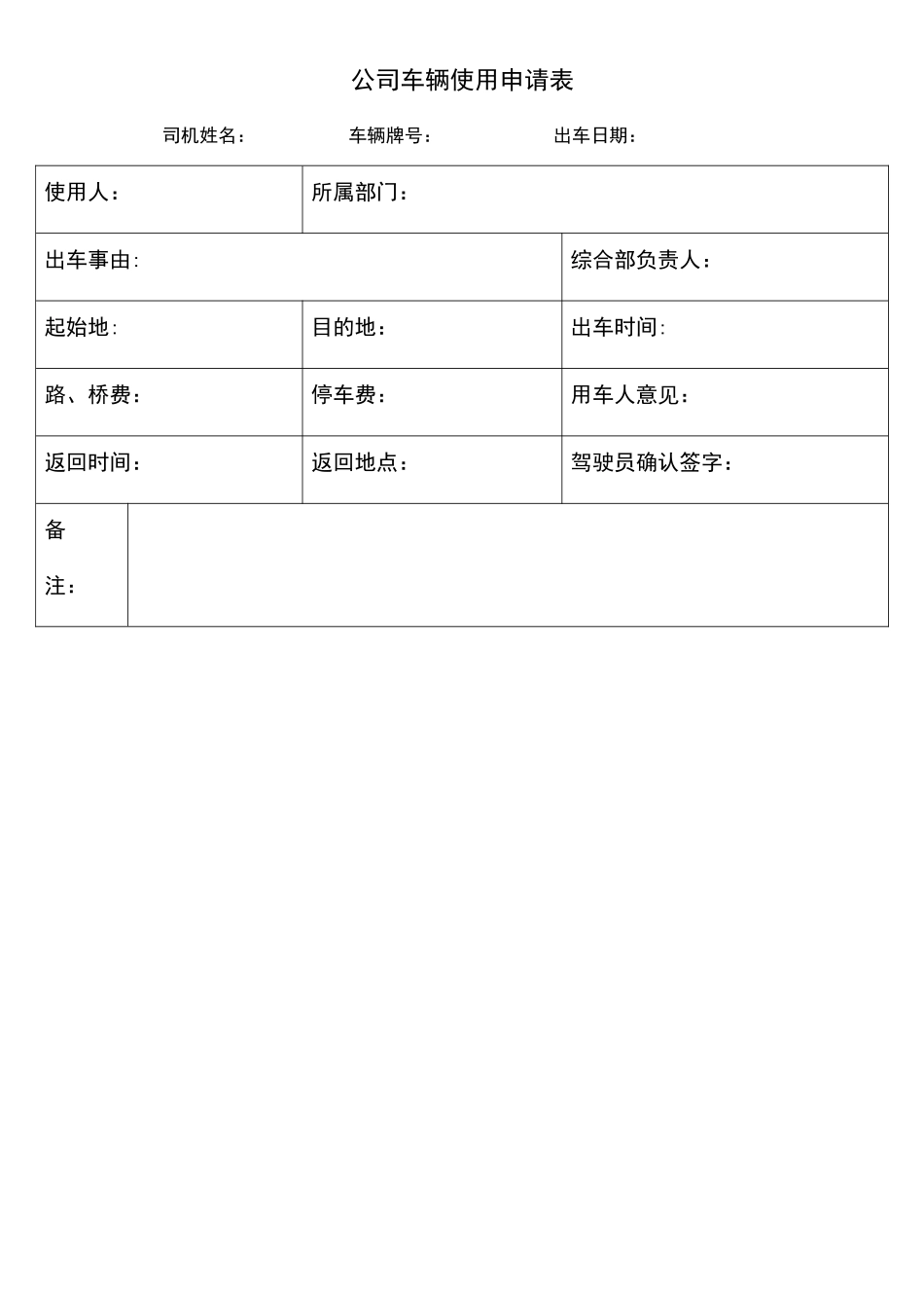 公司车辆使用申请表_第2页