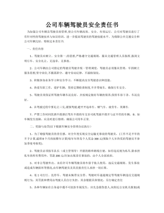 公司车辆驾驶员安全责任书