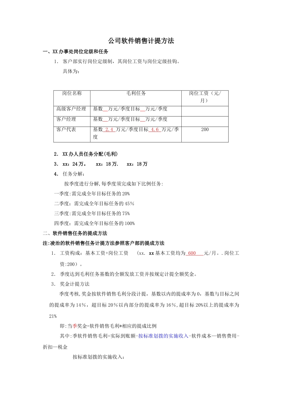 公司软件销售计提成方案_第1页
