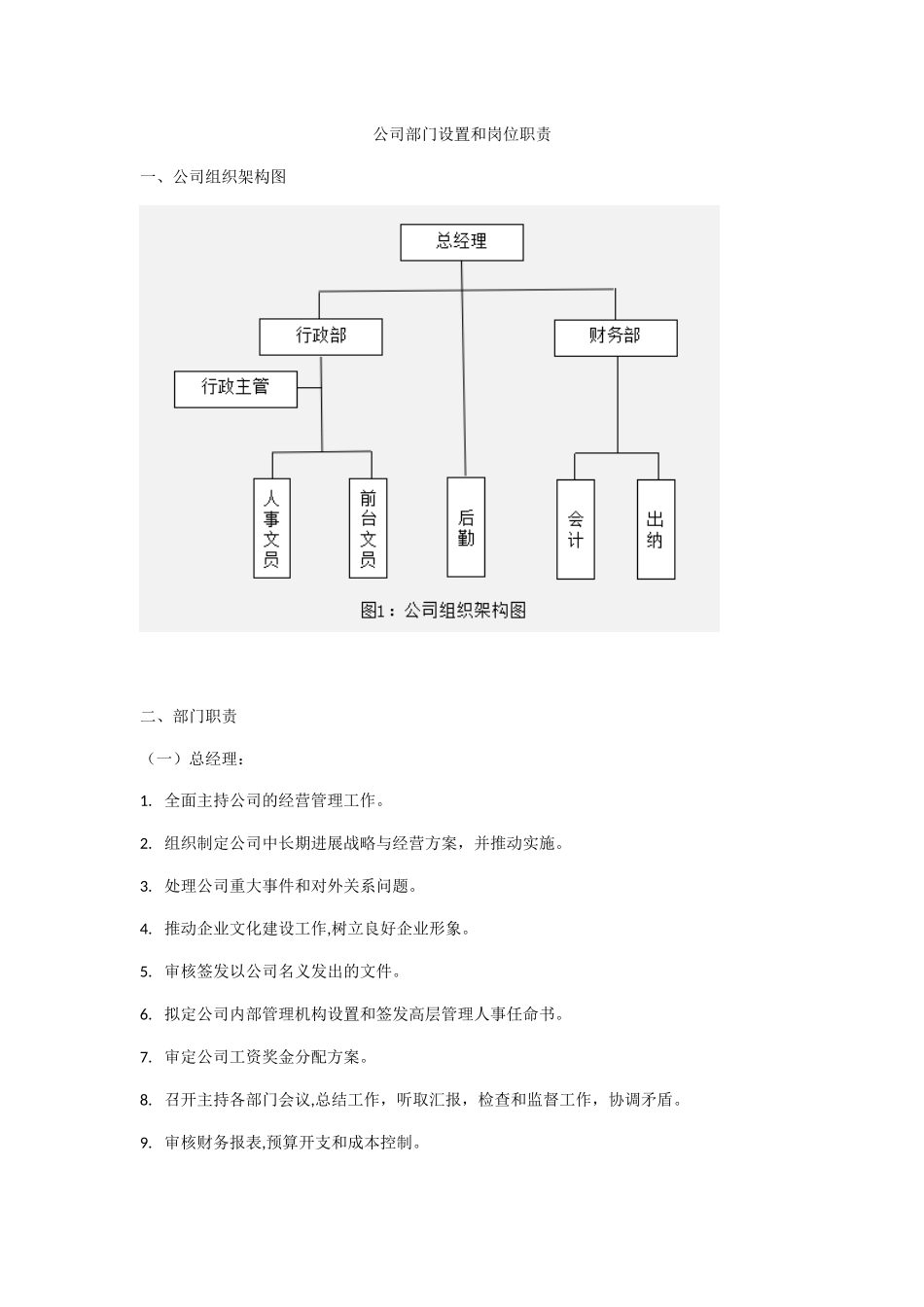 公司部门设置和岗位职责_第1页