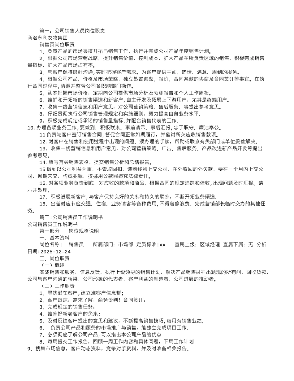 公司销售员岗位职责_第1页